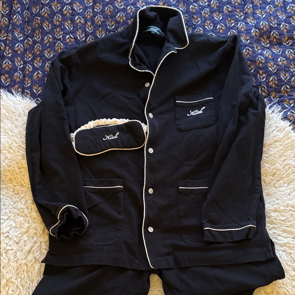 Kith Black Pajama Set with White Piping - small